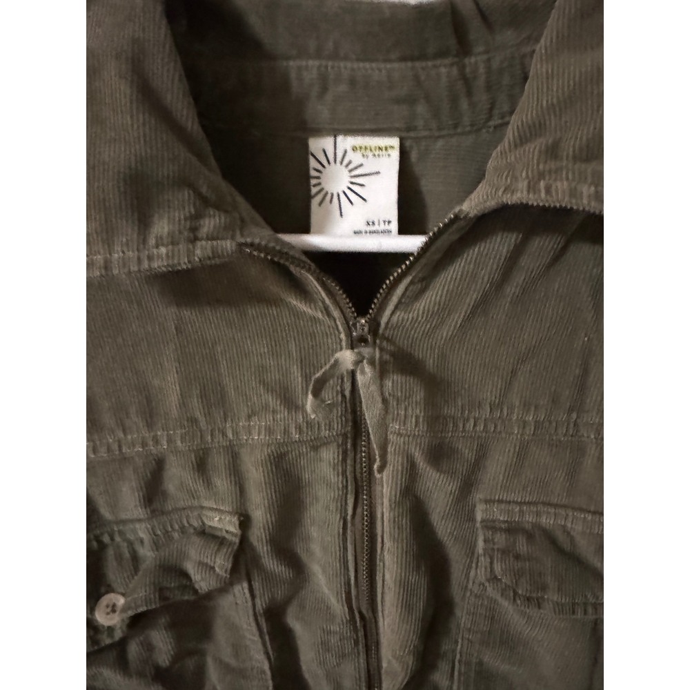 Offline by Aerie Corduroy Half Zip Shirt Jacket Olive Green‎ Womens XS
